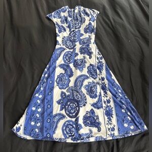 {EVA FRANCO} Blue Paisley Midi Dress